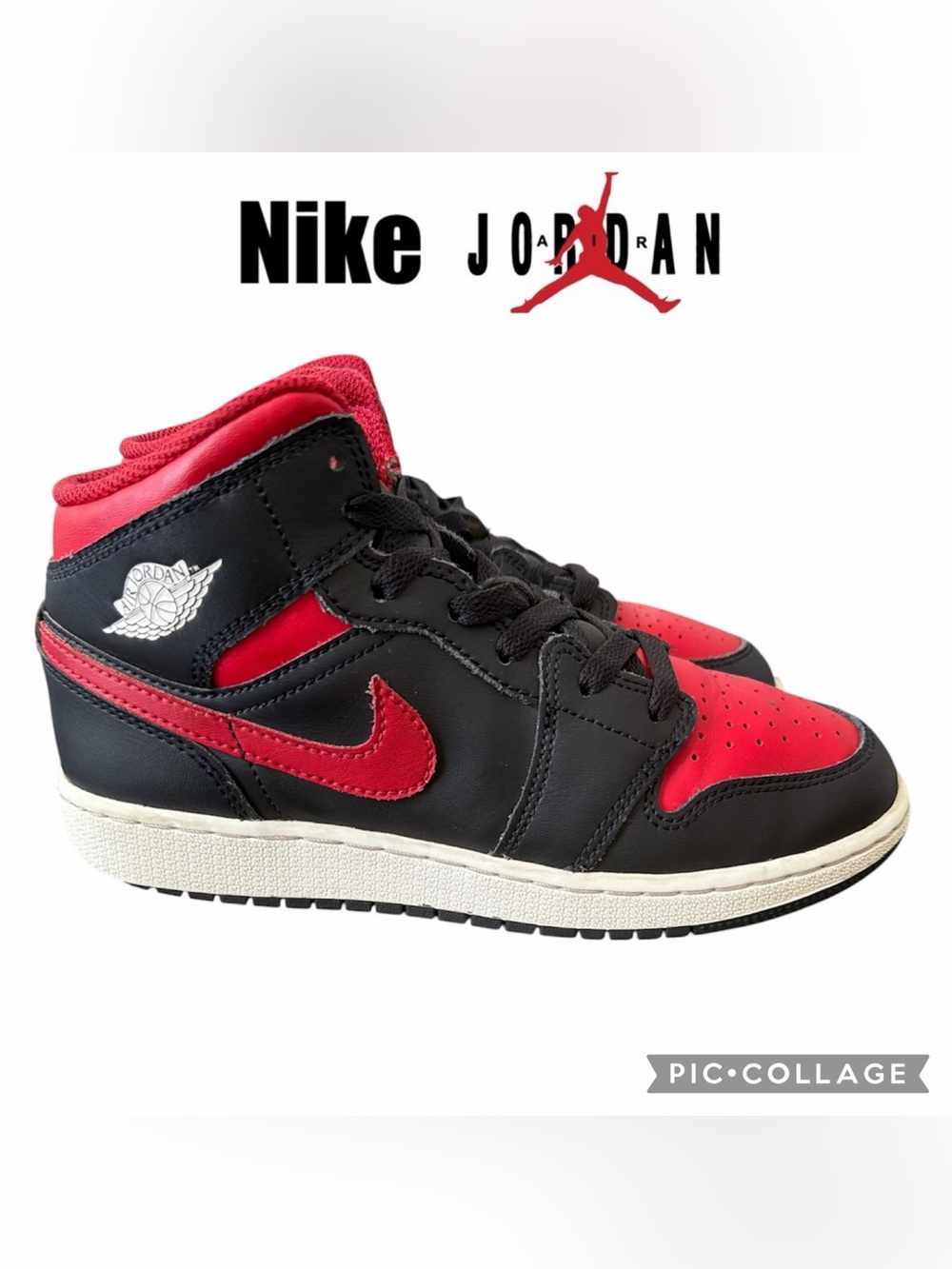 Nike Air Jordan red black sneakers shoes size women 7.5  or Youth 6